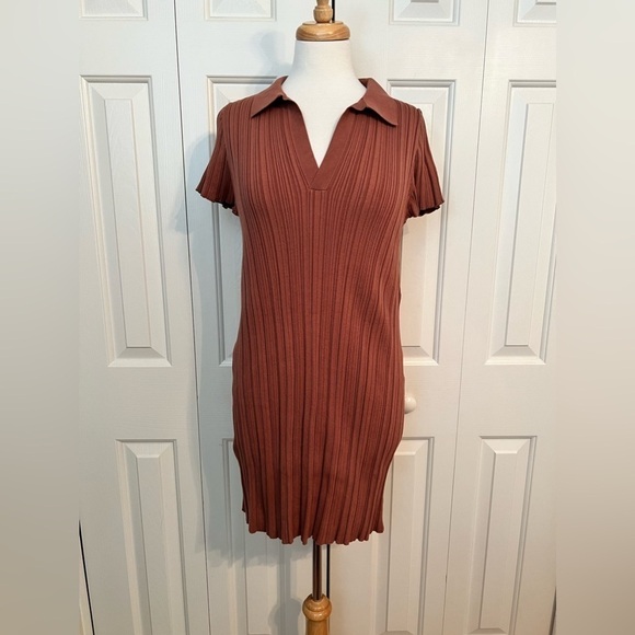 NWT LITA by Ciara ribbed polo dress in cinnamon - Picture 5 of 10